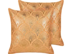 Sæt af 2 pyntepuder HOYA Bomuld 45 x 45 cm Orange Geometrisk mønster