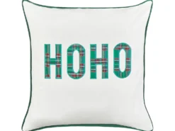 Sæt af 2 pyntepuder JOYCANDY Bomuld 45 x 45 cm Hvid Julemønster