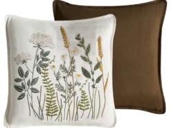 Sæt af 2 pyntepuder KNEMA Bomuld 45 x 45 cm Hvid Blomstermønster