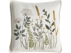 Sæt af 2 pyntepuder KNEMA Bomuld 45 x 45 cm Hvid Blomstermønster