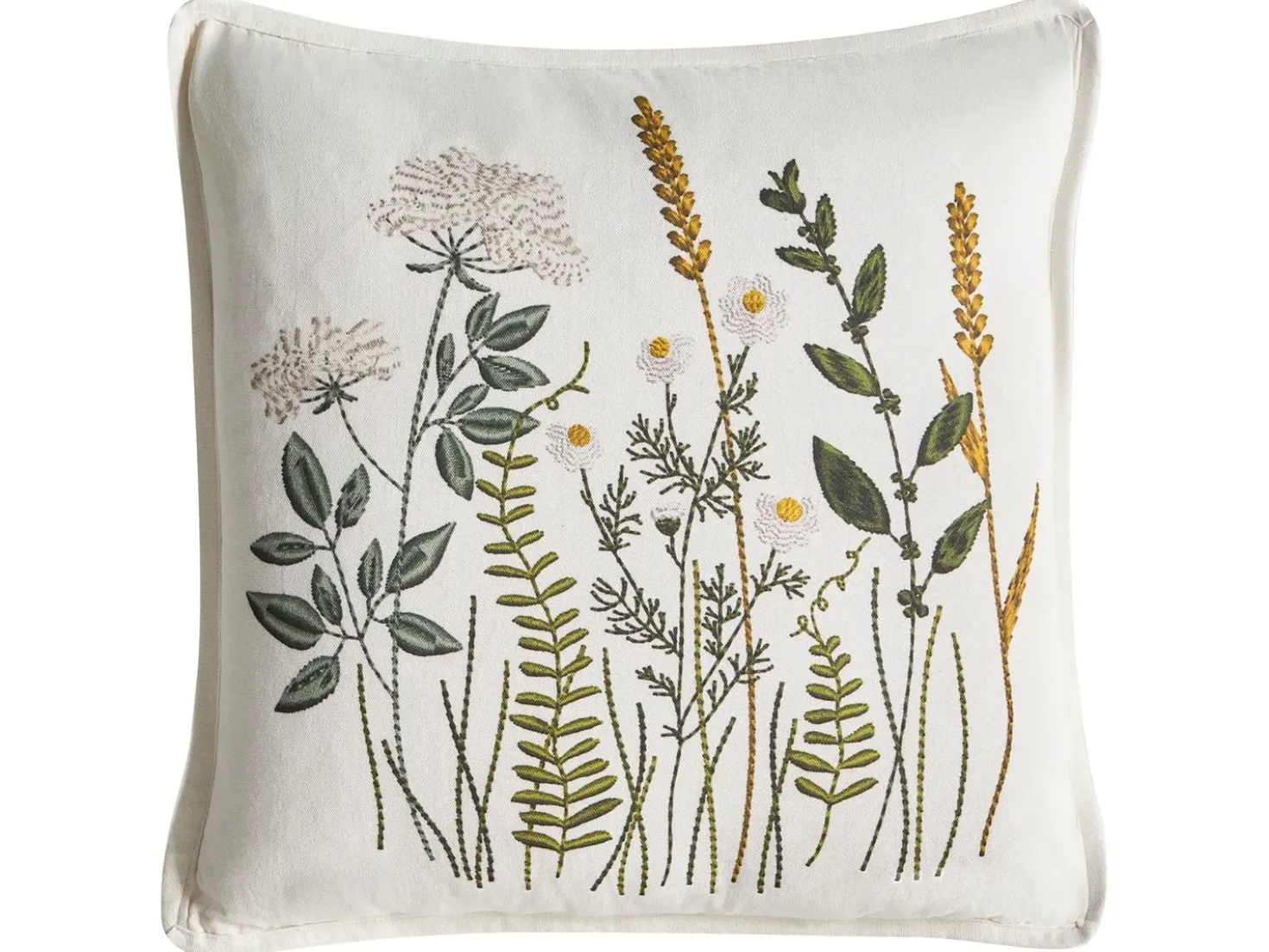 Sæt af 2 pyntepuder KNEMA Bomuld 45 x 45 cm Hvid Blomstermønster