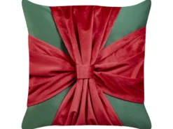 Sæt af 2 pyntepuder MARSHMALLOW Velour 45 x 45 cm Rød Grøn Julemønster