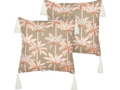 Sæt af 2 pyntepuder MELOBESIA Bomuld 45 x 45 cm Multifarvet Plante mønster