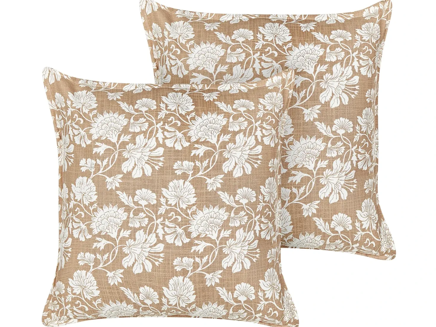 Sæt af 2 pyntepuder NOTELEA Bomuld 45 x 45 cm Beige Blomstermønster