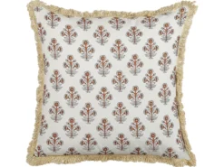 Sæt af 2 pyntepuder OMORIKA Bomuld 45 x 45 cm Hvid Blomstermønster
