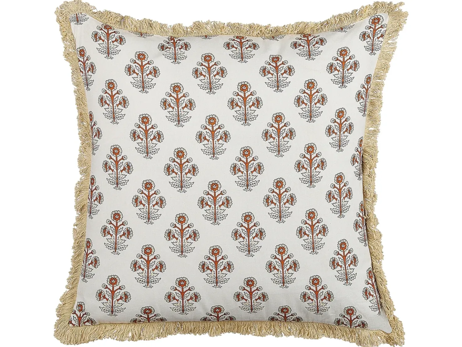 Sæt af 2 pyntepuder OMORIKA Bomuld 45 x 45 cm Hvid Blomstermønster