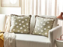 Sæt af 2 pyntepuder PSILOTALES Bomuld 45 x 45 cm Beige Blomstermønster