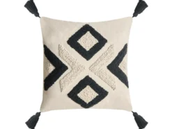 Sæt af 2 pyntepuder SARACA Bomuld 45 x 45 cm Sort/beige Geometrisk mønster