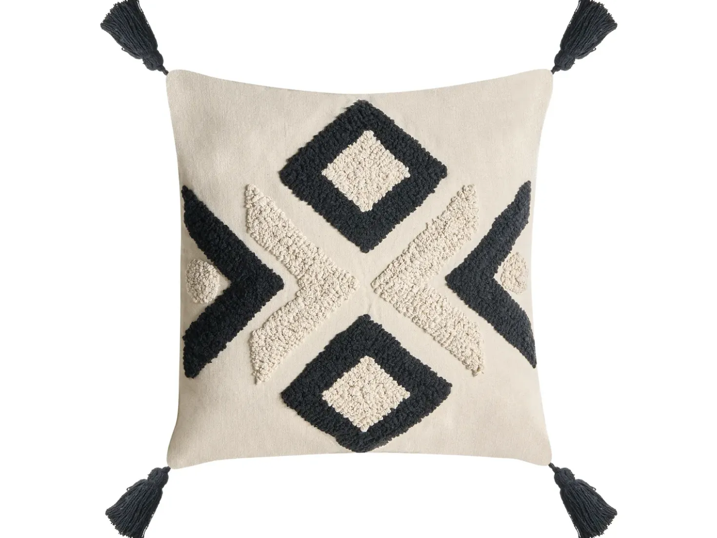 Sæt af 2 pyntepuder SARACA Bomuld 45 x 45 cm Sort/beige Geometrisk mønster