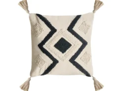 Sæt af 2 pyntepuder SARACA Bomuld 45 x 45 cm Sort/beige Geometrisk mønster