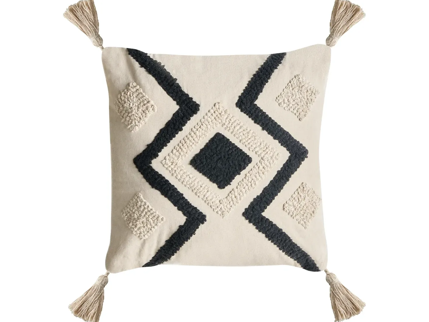 Sæt af 2 pyntepuder SARACA Bomuld 45 x 45 cm Sort/beige Geometrisk mønster