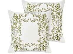 Sæt af 2 pyntepuder ZALEYA Bomuld 45 x 45 cm Hvid Blomstermønster