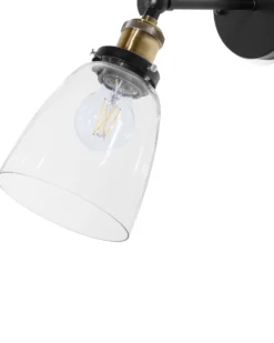Sæt af 2 væglamper LOVAT Transparent Sort Metal Justerbar