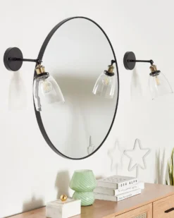 Sæt af 2 væglamper LOVAT Transparent Sort Metal Justerbar
