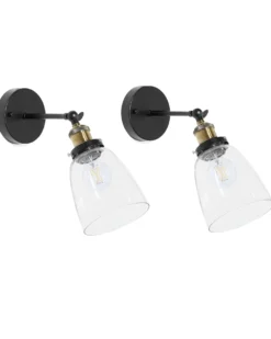 Sæt af 2 væglamper LOVAT Transparent Sort Metal Justerbar