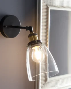Sæt af 2 væglamper LOVAT Transparent Sort Metal Justerbar