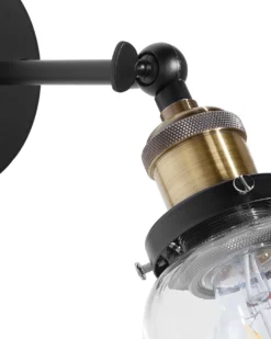 Sæt af 2 væglamper LOVAT Transparent Sort Metal Justerbar