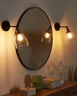 Sæt af 2 væglamper LOVAT Transparent Sort Metal Justerbar