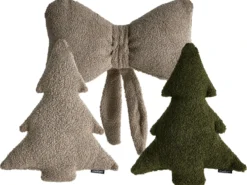 Sæt med 3 dekorative puder WINTERLAND Boucle 30 x 35 cm 45 x 25 cm Brungrå Julemønster