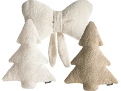 Sæt med 3 dekorative puder WINTERLAND Boucle 30 x 35 cm 45 x 25 cm Lys Beige Julemønster
