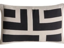 Sæt med 3 dekorative puder AGATHIS Bomuld 30 x 50 cm Sort/beige Abstraktmønster