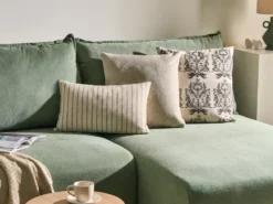 Sæt med 3 dekorative puder MYRISTICA Bomuld 30 x 50 cm 45 x 45 cm Beige Blomstermønster
