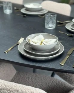 Sæt med 4 desserttallerkener COSTMARY Stentøj Grå