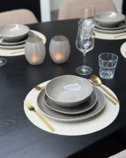Sæt med 4 desserttallerkener COSTMARY Stentøj Grå