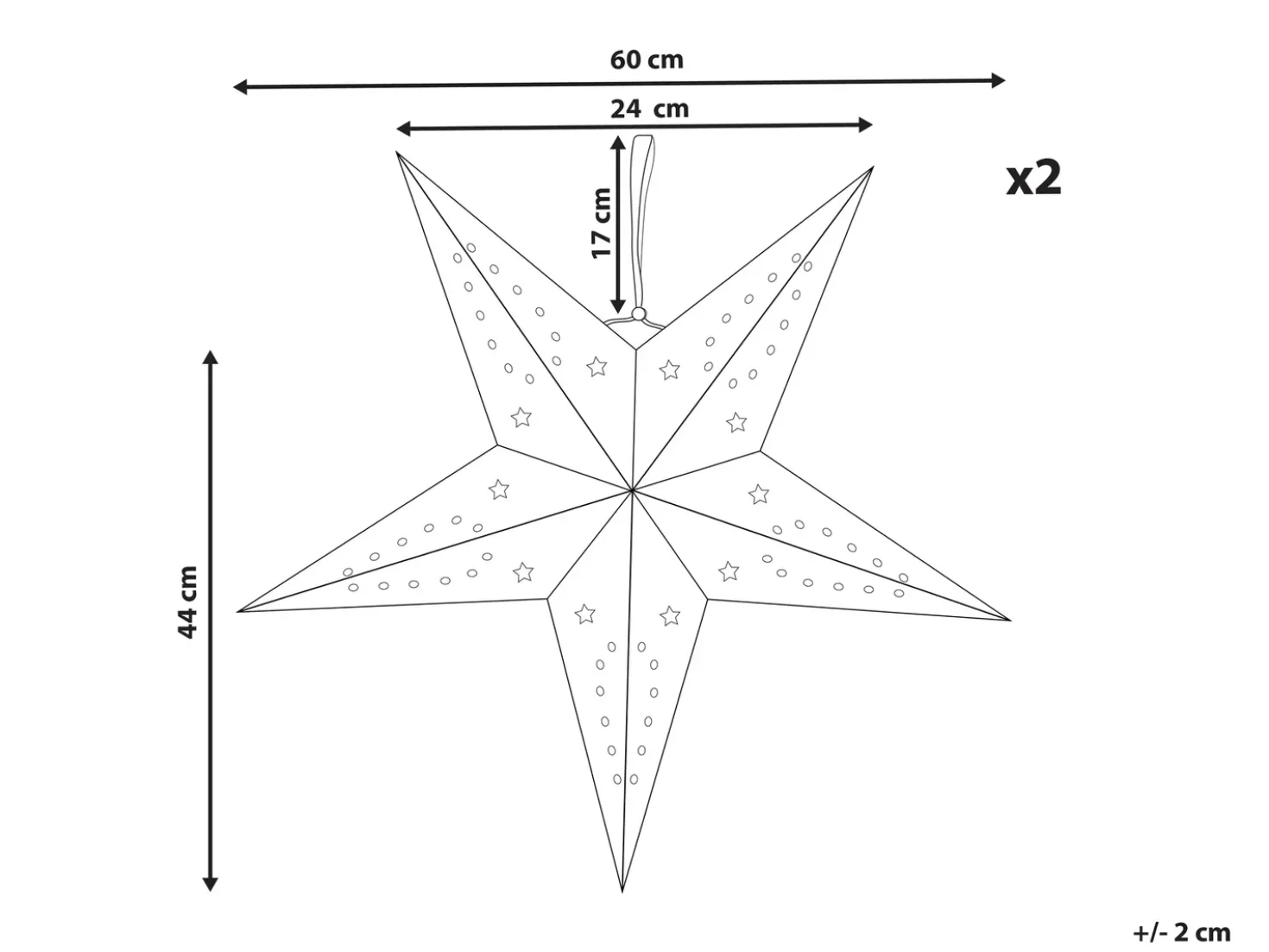 Sæt med 2 hængende dekorationer LED MOTTI Stjerne 60 cm Smaragdgrøn