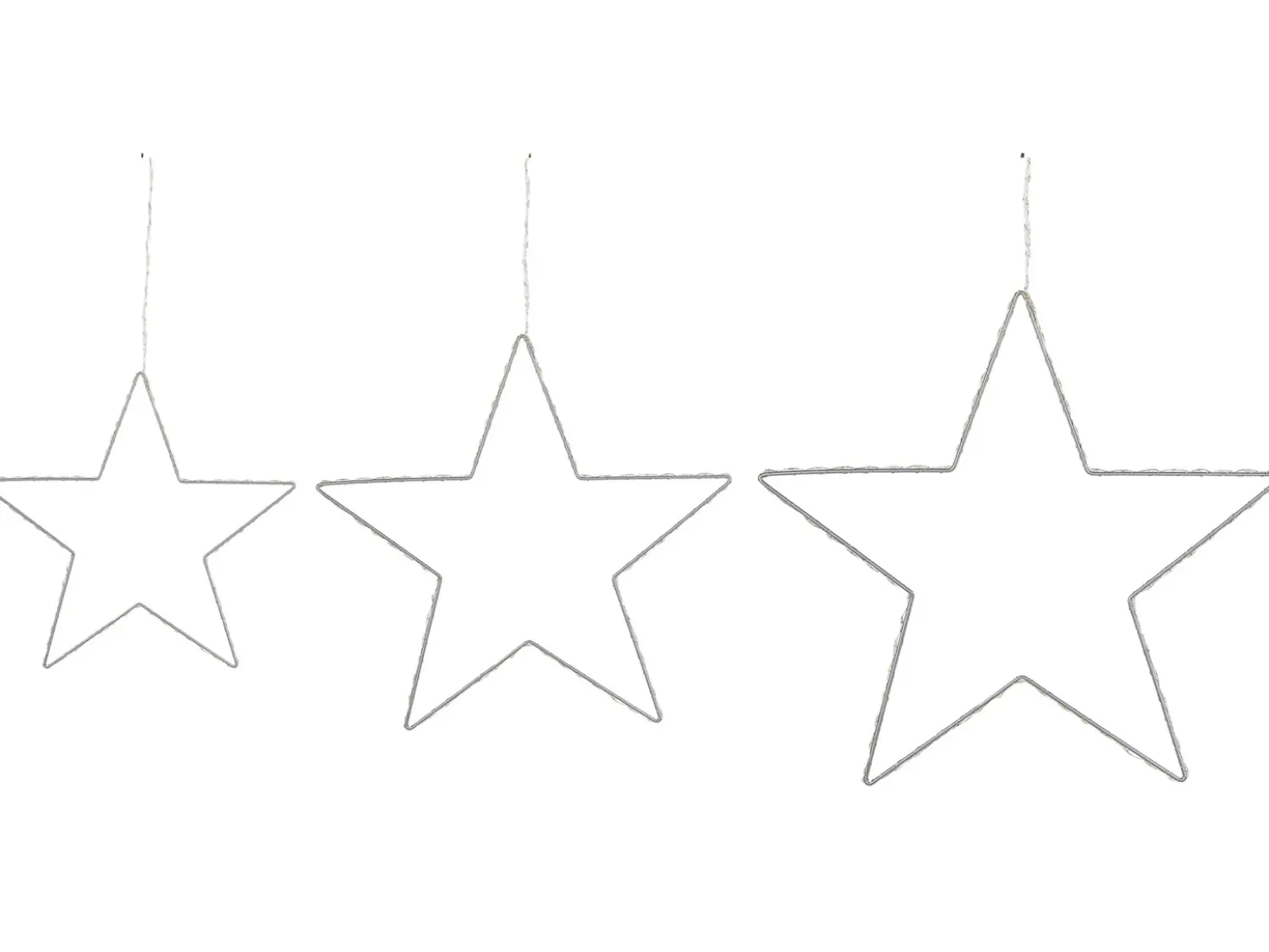 Sæt med 3 hængende dekorationer LED KUNNARI Stjerne 50/40/30 cm Sølv