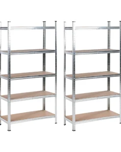 Sæt med 2 hylder til garagen XITTA Metal 180 cm 90 cm Sølv