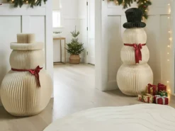 Sæt med 2 juledekorationer KLARALVEN Snemand 90/124 cm Beige