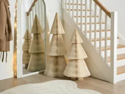 Sæt med 2 juledekorationer VEFSNA Juletræ 90/122 cm Beige
