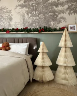 Sæt med 2 juledekorationer VEFSNA Juletræ 90/122 cm Beige