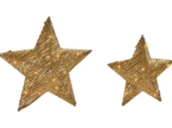 Sæt med 2 juledekorationer LED HAMPEN Stjerne 24/30 cm Guld