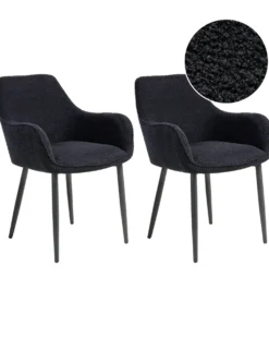 Sæt med 2 spisebordsstole ALDEN Boucle Sort
