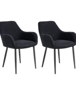 Sæt med 2 spisebordsstole ALDEN Boucle Sort