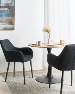 Sæt med 2 spisebordsstole ALDEN Boucle Sort