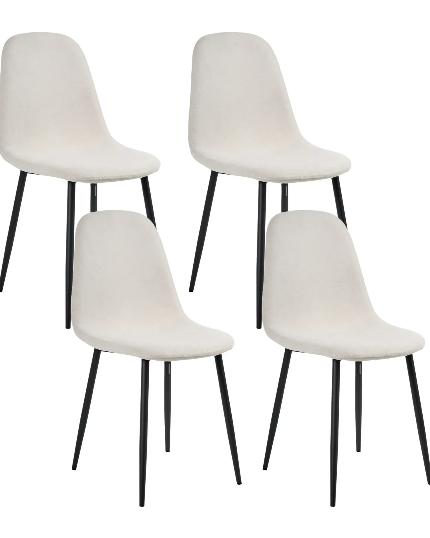 Sæt med 4 spisebordsstole CRANDALL Lys Beige