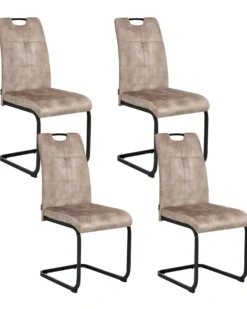 Sæt med 4 spisebordsstole CISCO Brungrå