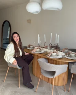 Sæt med 2 spisebordsstole ELMA Boucle Brungrå