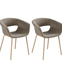 Sæt med 2 spisebordsstole ELMA Boucle Brungrå