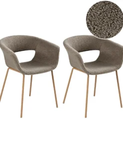 Sæt med 2 spisebordsstole ELMA Boucle Brungrå