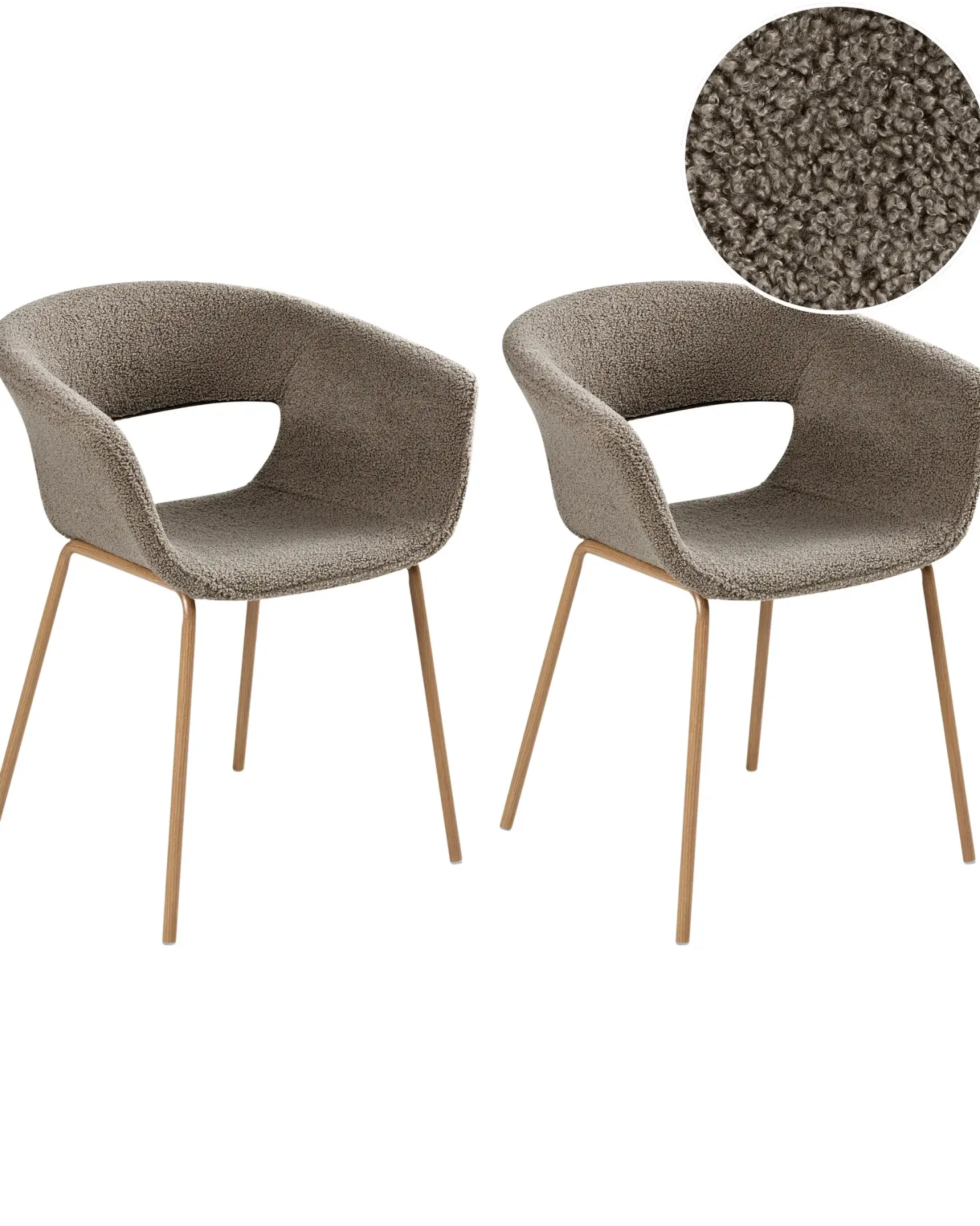 Sæt med 2 spisebordsstole ELMA Boucle Brungrå