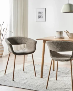 Sæt med 2 spisebordsstole ELMA Boucle Brungrå