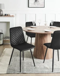 Sæt med 4 spisebordsstole HAVRE Velour Sort