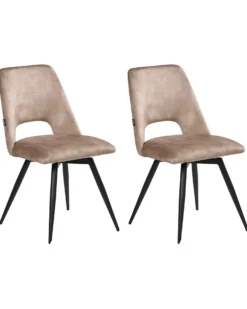 Sæt med 2 spisebordsstole HALLETT Velour Beige