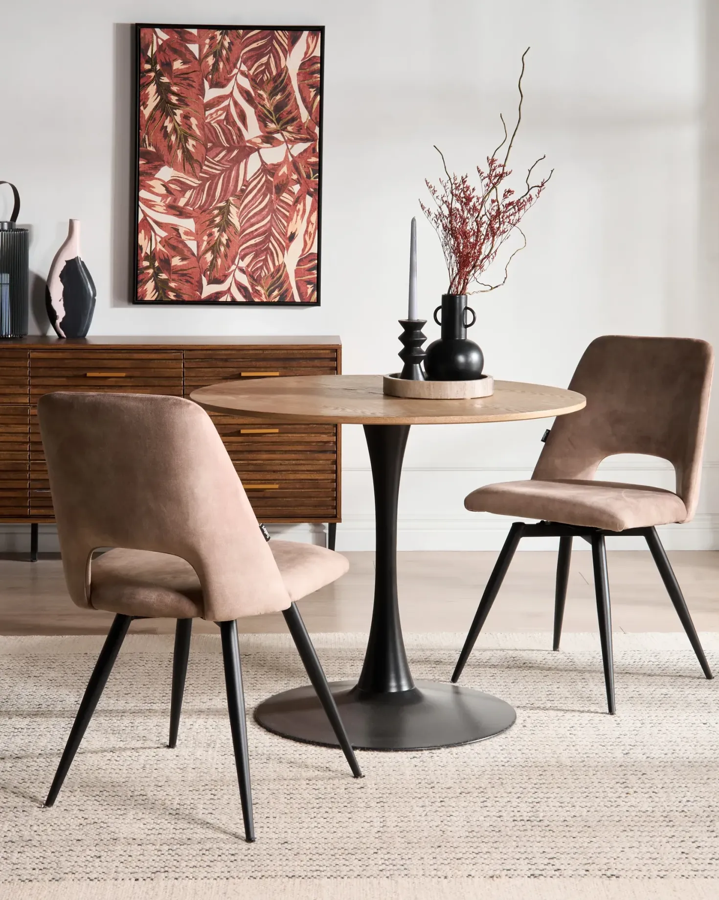 Sæt med 2 spisebordsstole HALLETT Velour Beige