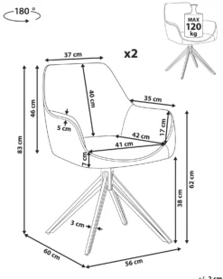 Sæt med 2 spisebordsstole JODAR Beige