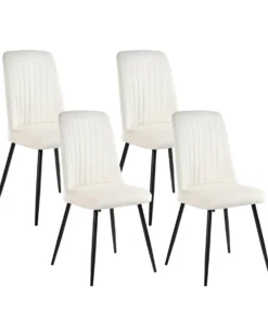 Sæt med 4 spisebordsstole KIRBY Velour Cremehvid